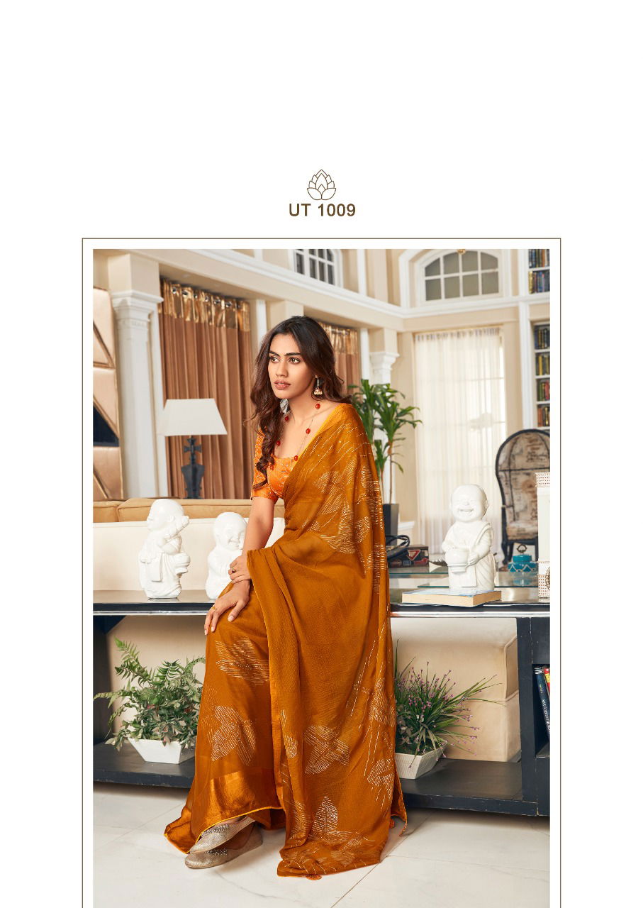 Sr Utsav Printed Chiffon Designer Fancy Party Wear Saree Collection